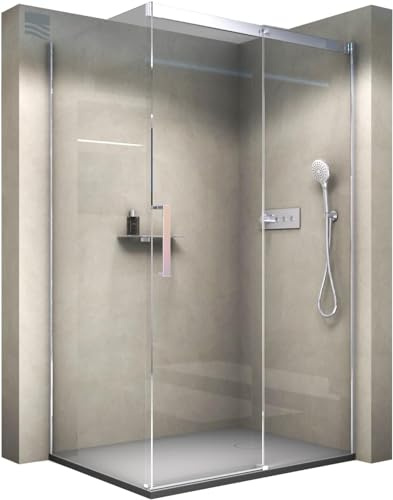 Bernstein Duschkabine mit Schiebetür Eckdusche DX906 FLEX Chrom - Dusche Schiebetür x Breite: 110x80cm Duschglas aus 8mm ESG Klarglas mit NANO-Beschichtung