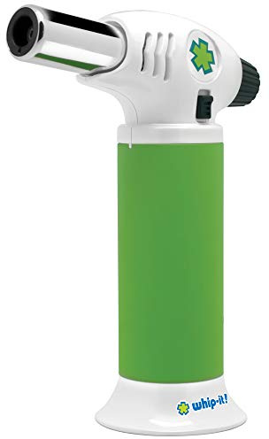Whip-It! Ion Torch - Green & White. Butane Torch Lighter, Refillable Cooking Torch with Adjustable Flame, Safety Lock for Soldering, Kitchen, Welding