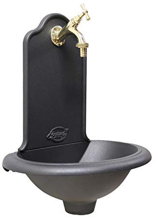 FONDERIA BONGIOVANNI Wandbrunnen Modell Ronda für Haus, Garten, Balkon mit Wasserhahn aus Messing (glänzend)