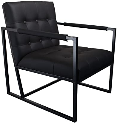 SVITA Jones Cocktail-Sessel Loungesessel gepolstert mit Stahl-Rahmen Kunstleder Schwarz