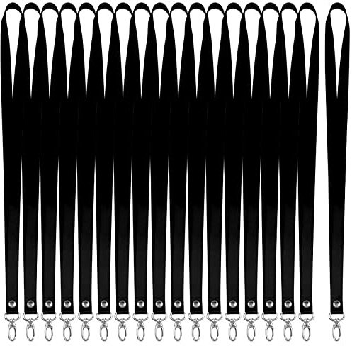 18 Pcs Lanières de Cou Cordon,Strap Lanières Tour de Cou avec Crochet Pivotant, Nylon Cordon Tour de Cou pour Clé, Lanyard Idéale pour Clés,Porte Badges,USB, Carte d'Identité-42cm*1.5cm-Noir