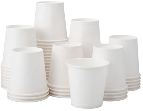 Party Warehouse 50 x Disposable White Paper 4oz Cups 115ml for Espresso Coffee Tea Hot Drinks and Cold Drinks - Great for Serving Samples, Portions as Well as Home Use (50, 4oz)