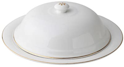 YARNOW 1 Satz Keramik Platte Mit Deckel Runde Kuchenform Porzellan Kuchenform Gewölbt Steakplatte Kuchenplatte Mit Deckel Runde Platten Für Steak Servierplatten Container Französisch Weiß