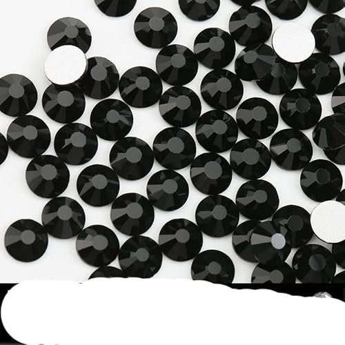 SS4-SS40 Jet/Black Crystal Glass Rhinestone for Nail Art Flatback Non Hotfix Glue on Rhinestones Sewing & Fabric Garment