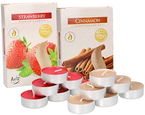 KOTARBAU® 12er Pack Duftkerzen Strawberry Cinnamon Teelichter Duftteelichter Brenndauer 4 Stunden