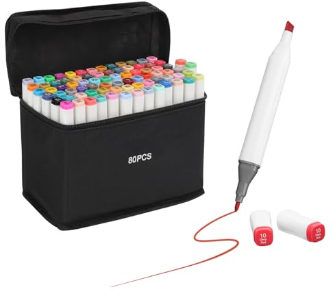 Youyijia Graffiti Stifte 80 Farben Alkohol Marker Filzstifte Twin Tip Marker Stifte Set Alkoholmarker für Malerei, Zeichnung, Design, Rendering, Brief, Manga Weiß