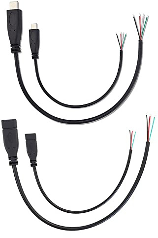 KSOPUERT 4 Stück Typ C USB auf blankes Kabel,offenes Ende,3,3 Fuß (1m),5V,28AWG,4 Kerne, Strom- und Datenübertragung, Pigtail, Reparaturdose am Schwanz,Kabel,DIY,Schwarz