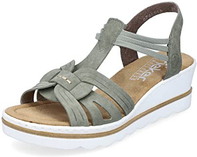 Rieker Damen Sandaletten 67459, Frauen Sandalen,Sommersandalen,bequem,Sommerschuhe,Freizeitschuhe,offene,Schuhe,Strandschuhe,grün (52),42 EU / 8 UK