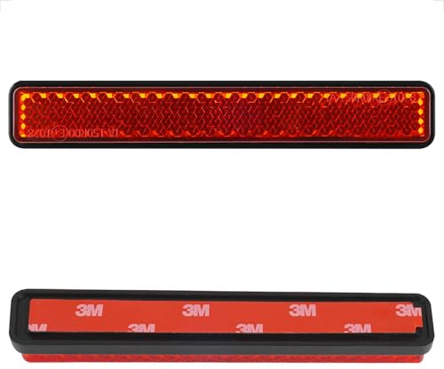 evermotor 2 Pezzi Riflettore Rosso Catarifrangente Posteriore Autoadesivo Occhio di Gatto Moto 108 x 18 x 10 mm, E4 Omologato per Bicicletta Scooter