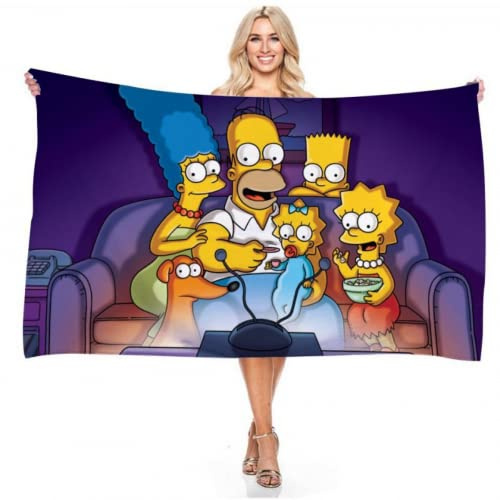 IMFLY The Mpsons strandhandduk, mikrofiberstrandhandduk 70 x 140 cm, strandhanddukar barn, strand och pool, presenter för barn, strandhanddukar, handduk (2,100 x 200 cm)