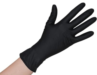 2000 Nitrilhandschuhe, schwarz, Größe L, puderfrei, glatt, micro-texturierte Fingerspitzen, lebensmitteltauglich, CE 2777, ISO 374-1:2016 TYPE C (K), ISO 374-5:2016 VIRUS