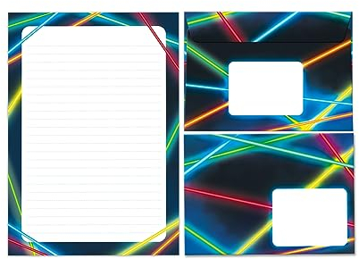 Briefpapier-Set Briefblock mit Umschlag für Jungen Jungs Mädchen Kinder Lasertag Kindermotiv Briefbögenblock liniert (Block A5 mit 25 Blätter + 15 Umschläge)
