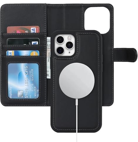 Zouzt Magnetic Wallet Case for iPhone 12/12 Pro (6.1 Inch), Black