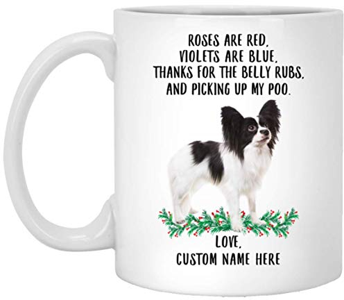 Kaffeebecher Papillon Schwarz-Weiße Rosen Sind Rot, Veilchen Sind Blau, Personalisierter Name Weiß Weihnachtstasse Retro Keramik-Tasse Unisex Bürotasse Für Geschenk Familie Freunde 330Ml