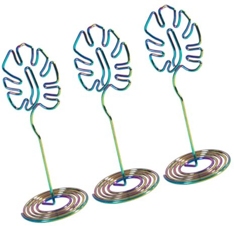 NUOBESTY 3 Stück Tischnummern-Kartenhalter Schreibtisch-Memohalter Monstera-Tischkartenhalter Metallbild Foto-Display Clip-Ständer Bürozubehör Blau