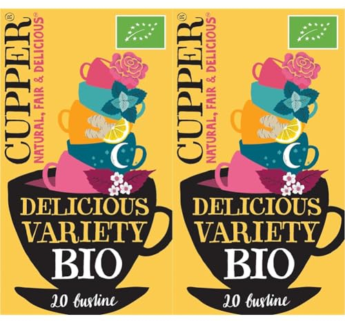 Cupper Cofanetto Mix di Tisane Biologiche, Assortimento After Dinner Mints, Love Me Truly Chai, Snore&Peace, Limone e Zenzero e Infuso Depur, Filtri 100% Biodegradabili, Confezione da 40 Bustine