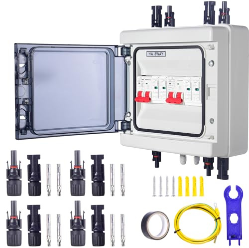 HENYEER Protection contre les surtensions PV, interrupteur d'isolateur DC 2 entrées 2 sorties, disjoncteur de protection contre la foudre, interrupteur d'isolateur DC 40 A/1000 V, IP65 pour photovolta