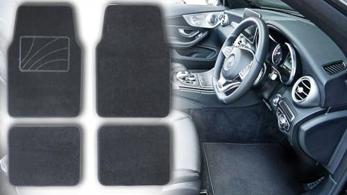 Autoteppich Automatte universell für alle PKW, beidseitig verwendbar 1x Textil Seite 1x Gummi Seite antirutsch, hochwertig gekettelt gesäumt