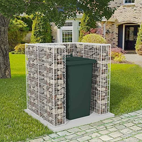 Homgoday Gabion Einzel Mülltonnenumrandung Stahl 110x100x120cm Gabion Körbe Metall Gabion Käfige für Steine Garten Dekor Wand Trennwand Set Haus & Garten