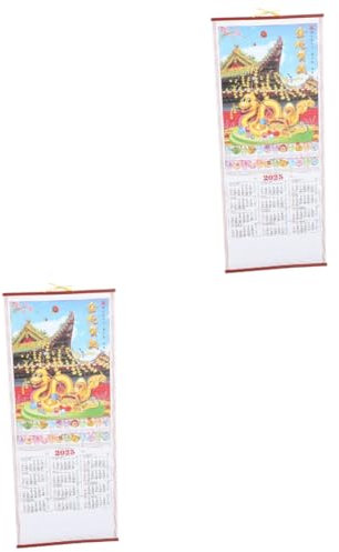 Lurrose 2stücke Lunar Calendar Chinesischer Wandkalender Für Jahr Der Schlange Traditioneller Scroll-kalender Mit Klaren Datumsangaben Und Solarer Terminfunktion Für Ihr Zuhause Oder