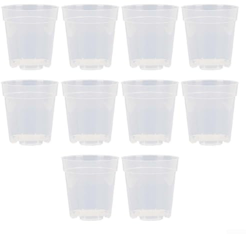 Puupaa Confezione da 10 vasi da fiori in plastica, 8-17 cm, trasparenti, con fori di drenaggio, vasi per piante per interni ed esterni, per orchidee, penoy, rose, tulipani (13,2 cm)