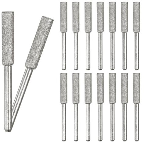 M METERXITY 16-Pack 3/16 Inch Titanium Plated Diamond Chainsaw Sharpener, High Hardness Grinding Stone Chainsaw Sharpening Kit for Electric Chainsaw Sharpener/Stone Carvings [3mm Silver]