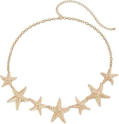 TELAIN Chaîne De Taille Dorée Avec Un Design Étoile De Mer Unique, Ceinture À La Mode Pour Un Look Vintage, Idéale Pour Tenues D'Été Et Fêtes À La Plage