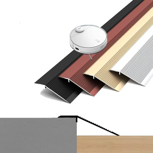 Böden Übergangsleiste Aluminium Schweller Rampe, Rutschfester Übergangsprofil Höhenausgleich 10-35mm, Alu Anpassungsprofil für Türen, Fliesen, Vinylboden, Laminat, Planken(Black,120cm/48in)