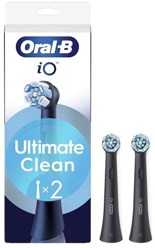 Oral-B Testine di Ricambio iO Series Ultimate Clean Black, testine rotonde originali, setole CrissCross, rimozione della placca, 2