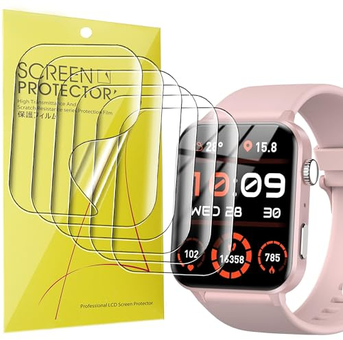 Lamshaw 6 Piezas Protector de Pantalla para IOWODO Smartwatch R30PRO-1,85,Resistente a los Arañazos, Sin Burbujas, HD Transparente,Protector de pantalla TPU Flexible de Cobertura Total (TPU-6-piezas)