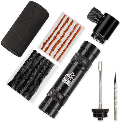 CO2 Inflator & Tubeless Tire Repair Kit - Bicycle Tire Pump Presta/Schrader Valve Compatible - Fix a Puncture or Flat Includes Storage Canister, Plugger Tool and Plugs(Style:C)