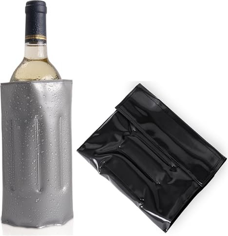 Lot de 2 refroidisseurs de bouteilles Manchettes de vin avec fermeture rapide Manchette rafraîchissante pour bière, vin et boissons