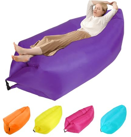 plplaaoo Camping Couch,Couch Aufblasbar,Wasserdichtes Aufblasbares Sofa,Tragbares Luft Sofa Aufblasbare,Air Lounger,Luftsofa Luftsack für Outdoor,Strand,Reisen,Party,Camping Gadgets (Lila)