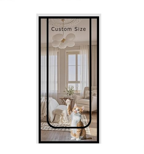 Fly Curtain Nets Insects Protection Door Mesh, Custom Size Dog Cat Door Screen Prevent Dogs Cats Running Out from Home, Pets Proof Screen Door with Zipper (W*H:80 * 210cm)