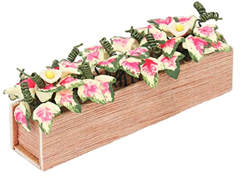 Miniature Doll House Rectangle Flowerpot, Lively Colorful Decorative Rectangular Planter for 1:12 Doll House Photos, Emotions, Living Scenes
