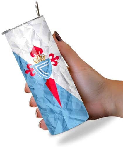 KaTunn - Botella Térmica Acero Inoxidable Personalizada con Pajita - Diseño Fútbol LaLiga - 600ml - Para Niños y Adultos (Celta de Vigo)