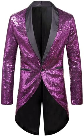 Frack à paillettes pour homme - Veste gothique pour homme - Noir à paillettes - Manteau avec boutons - Élégant Tuxedo - Style médiéval - Steampunk - Jupe de marche victorienne - Vêtement de nuit
