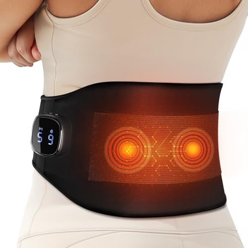 Comfytemp Large Cordless Heat Pad with Massager for Back & Waist Soothing | Rechargeable Portable Back Heated Wrap, 9 Heat Levels, 5 Vibrations & 3 Intensities, Gift for Women Men Mom Dad, APP Control
