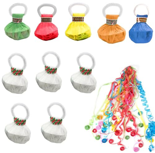 ZHAOYCSH 10 Pièces Banderoles à Confettis pour Fête | Lot de 10 (5 Blanc + 5 Coloré) | Serpentins en Papier à Lancer pour Mariage, Anniversaire, Nouvel an, Carnaval, Remise de Diplôme | Cadeau Festif