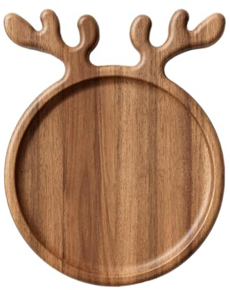 XINGLIDA Plateau de service en bois de Noël en forme de bois de cerf - Assiette de présentation - Assiette à fruits - Décoration de table et plateau