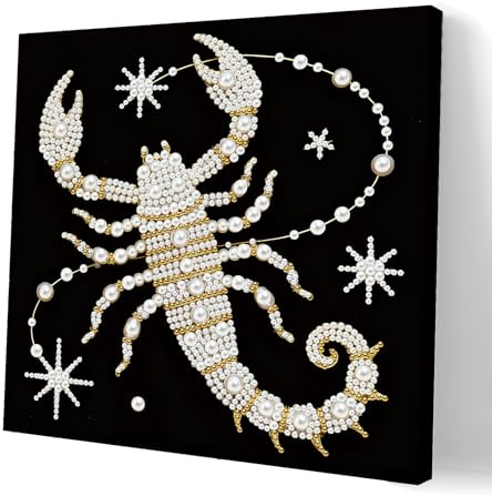 CXINLky Diamond Art Perlen Painting mit Fotorahmen, Kreativ 5D Diamond Art Perlen Set Bilder Arts Craft für Home Wand Decor Schwarzes Leinwand-06-Skorpion