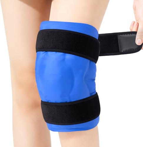 ALLJOY Flexible Ice Pack for Knee, Reusable Gel Cold Pack for Pain Relief | Wrap Around Knee Ice Pack for Knee Injuries, Swelling, Bruises
