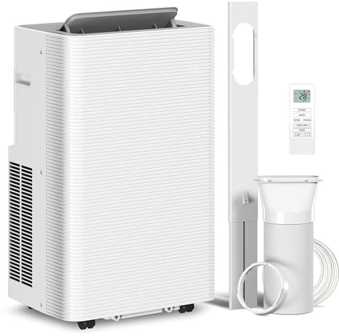HOMCOM Aire acondicionado móvil 12000 BTU, aire acondicionado portátil 4 en 1, enfriamiento, deshumidificador, ventilador, modo nocturno, mando a distancia, temporizador 24H, oscilación, 3 velocidades