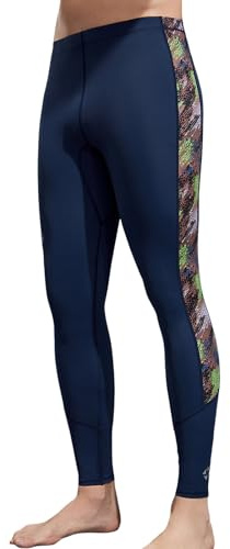 Genérico Pantalones de Traje de Baño Hombre Largos Piscina Color Bloque Ajustado Pantalones Largos Bañador Talla Grande Leggings de Natacion Deportivo Ropa de Baño para Surf Playa (L, Azul Oscuro)