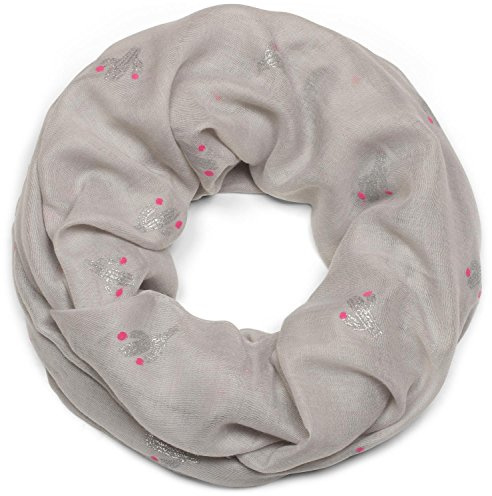 styleBREAKER Damen Loop Schal Kaktus Baumwoll Mix | 90x67 cm Maß, glänzende Akzente und bunte Blüten. Weiches kratzfreies Gewebe, 2- bis 3-mal um den Hals wickelbar.
