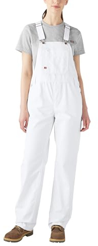 Dickies, dam, hängselbyxor i avslappnad stil med raka ben, Vit, XXL