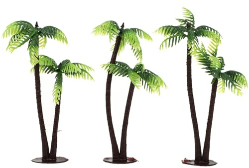 EXCEART 3 Pcs Cocotier Miniature en Plastique - DéCoration De Jardin FééRique pour Terrarium Et Mini Jardin Accessoire De Paysage Artificiel pour DéCoration De Maison