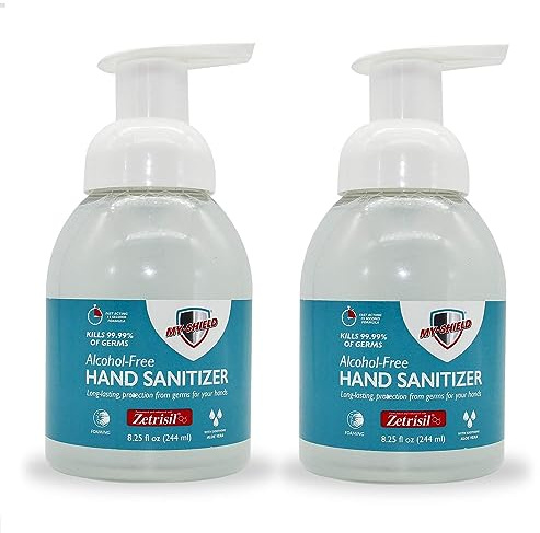 My-Shield Hand Sanitizer Foam 8.25 oz.(2-pack) Alcohol-Free, Long-lasting Protection. Eliminates 99.9%. Moisturizes With Aloe Vera. Formulated with Zetrisil. FDA Registered