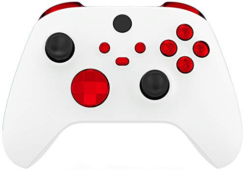 eXtremeRate Krom Röd Ersättningsknappar för Xbox Series S för Xbox Series X Controller, LB RB LT RT Bumpers Triggers Dpad ABXY Start Back Sync Share Keys för Xbox Series X/S Controller