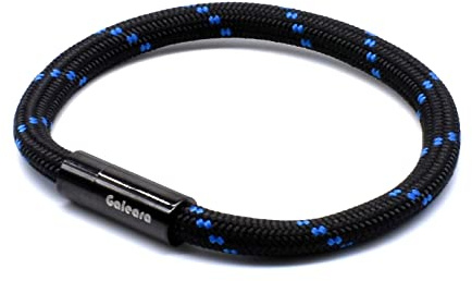 Bracciale in corda nautico intrecciata, colore: nero, da uomo e da donna, con chiusura magnetica,… (Riu Rosso - Blu, 215)